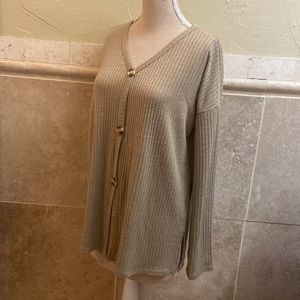 PIKO 1988 Beige Oversized Ribbed Lightweight Cardigan size S